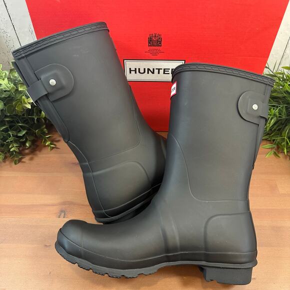 Hunter Women's Original Back Adjustable Short Rain Boots Black Size 10 - Picture 4 of 10